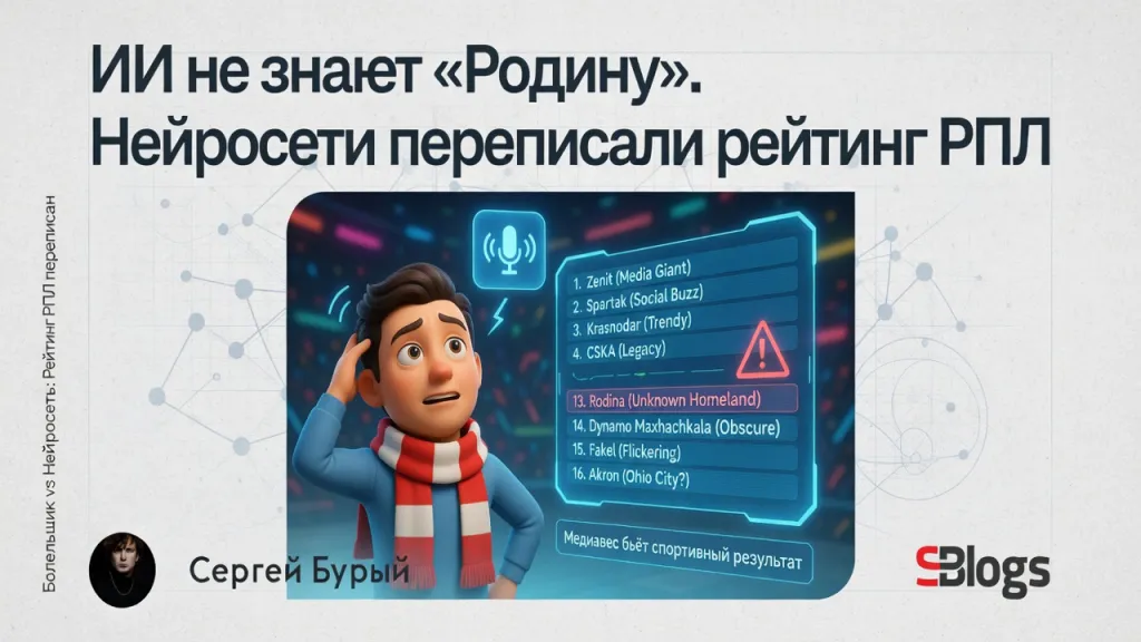 ИИ не знает «Родину». Нейросети переписали рейтинг РПЛ